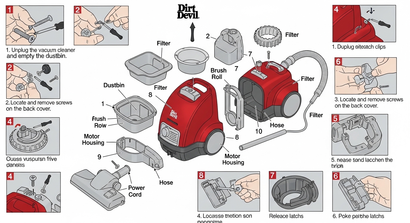 How to Take Apart a Dirt Devil Vacuum Cleaner